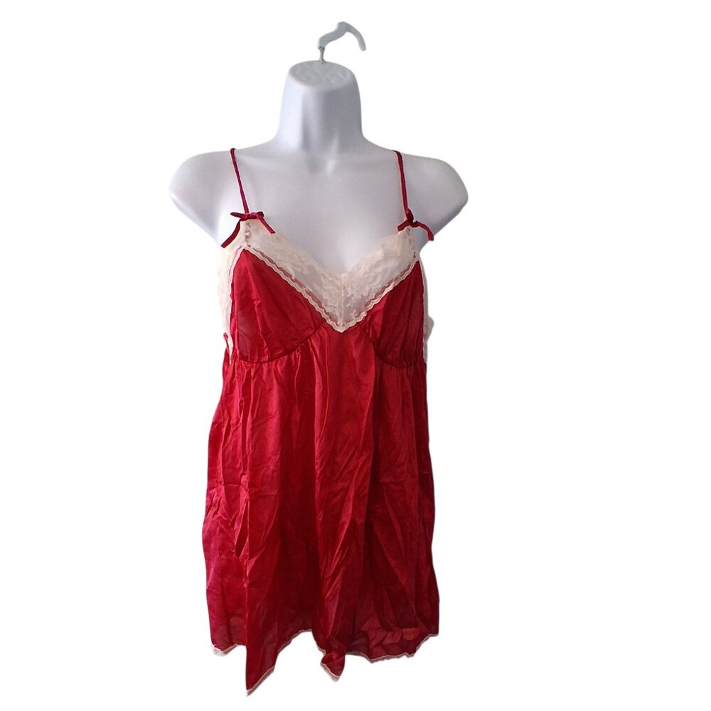 Beeline Fashions vintage Lingerie top womens Small 8 10 USA red lace nylon